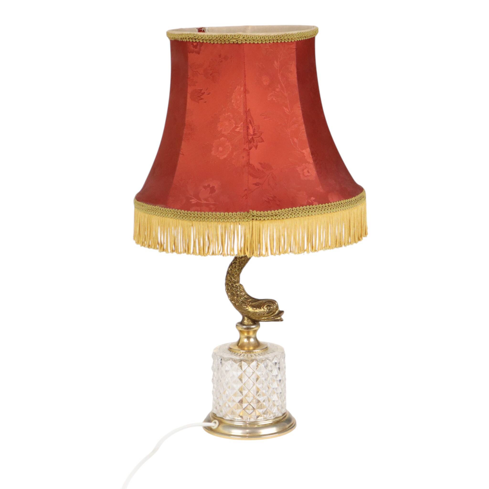 Vintage Brass Table Lamp Mythical Dolphin 45cm