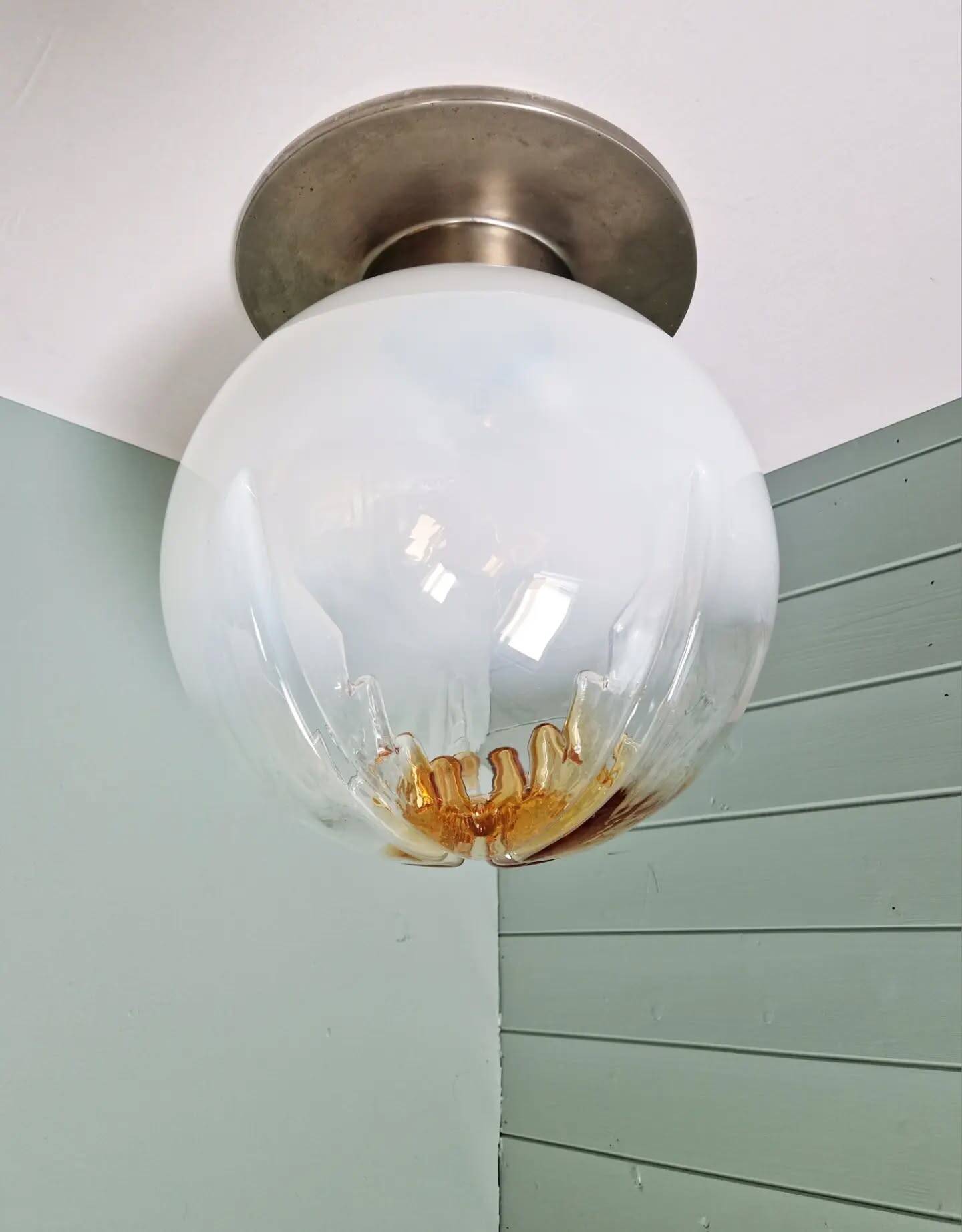 Large Murano glass ceiling light, Mazzega (Italy), 1970.