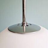 Large pendant lamp in white satin opal glass, Glashütte Limburg, 1970