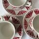 Set of 3 saucer cups and a ceramic coffee maker or teapot Digoin Sarreguemines