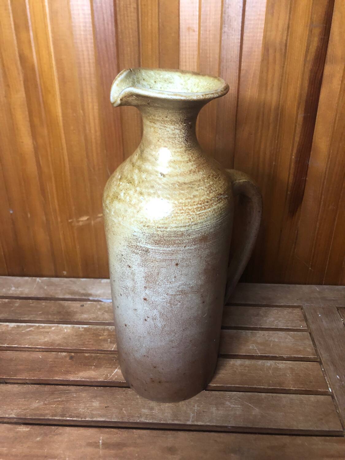 Old vintage brown beige sandstone pitcher