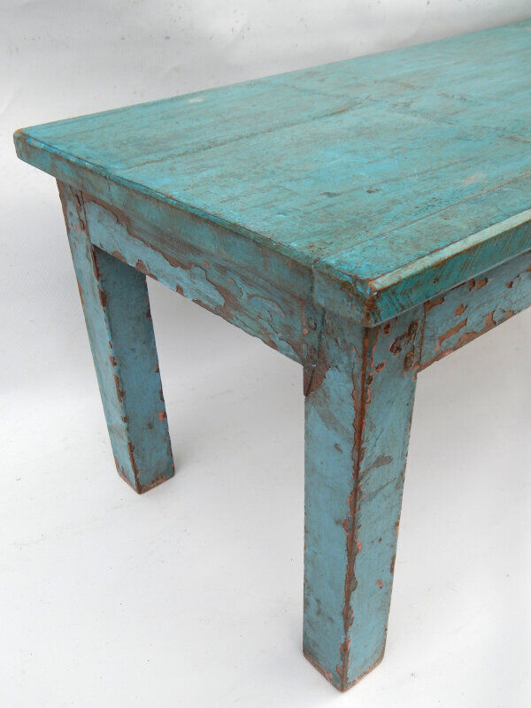 Old turquoise teak wood table