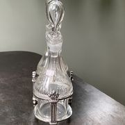 Ancien serviteur huile et vinaigre argent et verre taillé