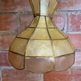 Suspension ancienne art Deco nacre & laiton 70’s