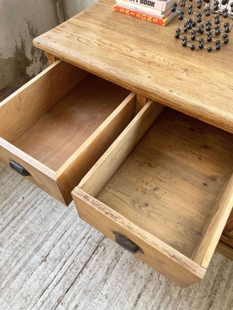 XXL solid oak counter sideboard