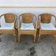 Set of 3 vintage rattan and wicker armchairs