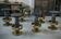 Set of 6 steel and brass stools, 1980s