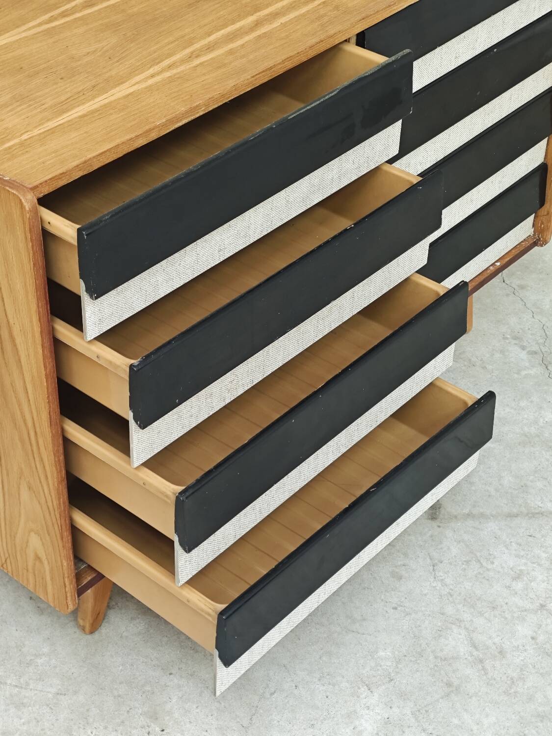 Wooden commode U 453 black and white by Jiri Jiroutek for Intérier Praha