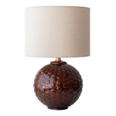 Large Ceramic Ball Table Lamp, Botanical Relief, Spain, circa 1960s
