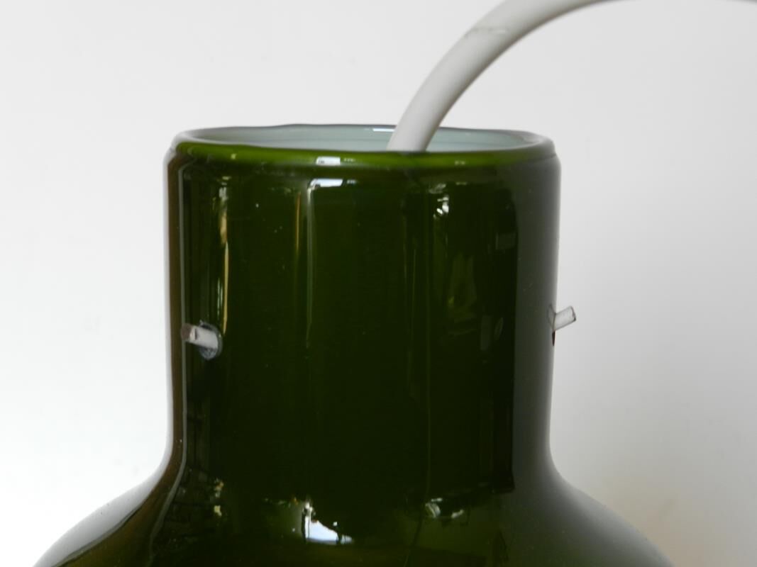 Green and white opaline hanging inside