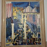 Important oil on canvas depicting the Piazzetta in Venice.