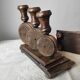 Brutalist turned wood candlestick holders – vintage 50s-60s