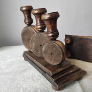 Brutalist turned wood candlestick holders – vintage 50s-60s
