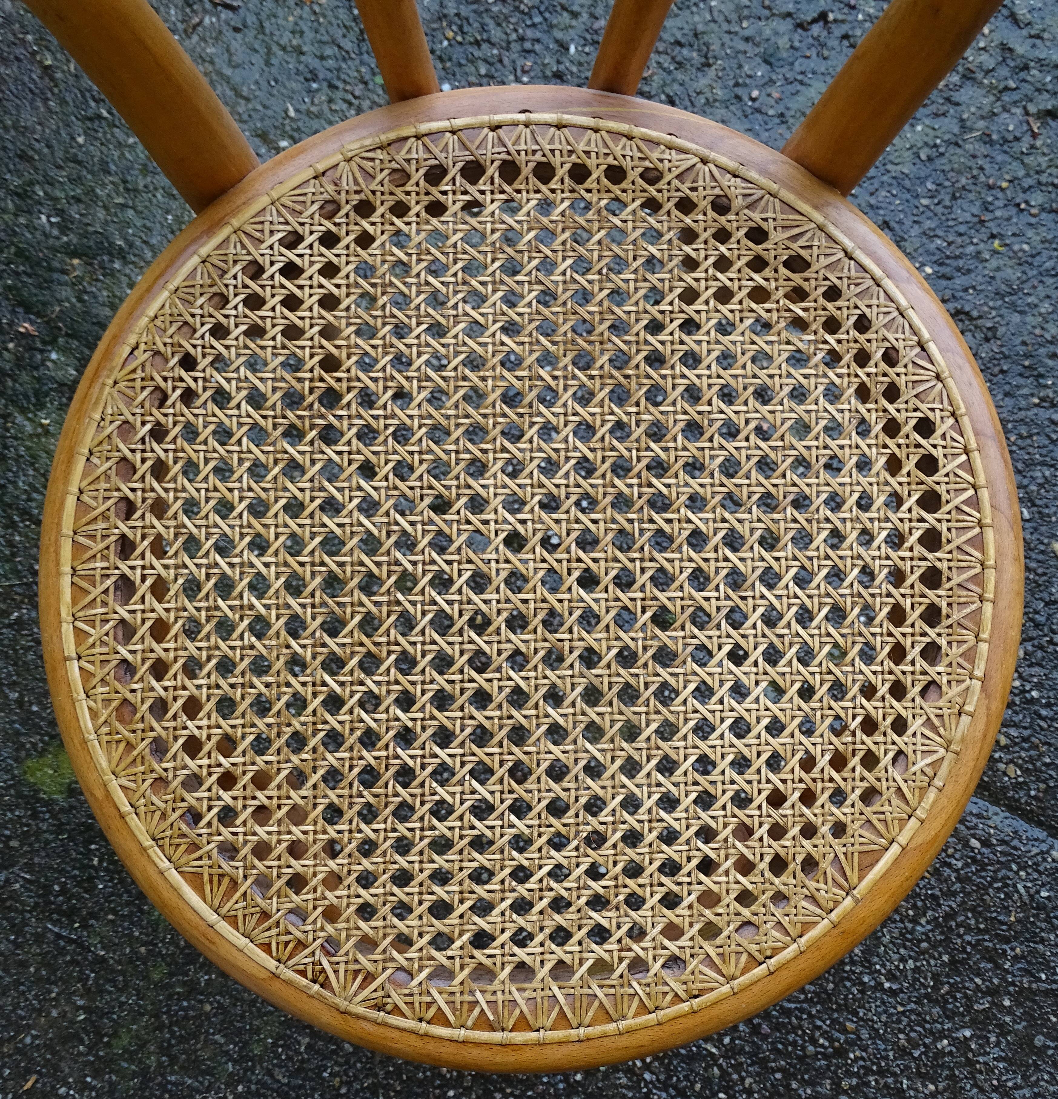4 mismatched bistro chairs in wood and cane, Thonet, Horgen circa 1910