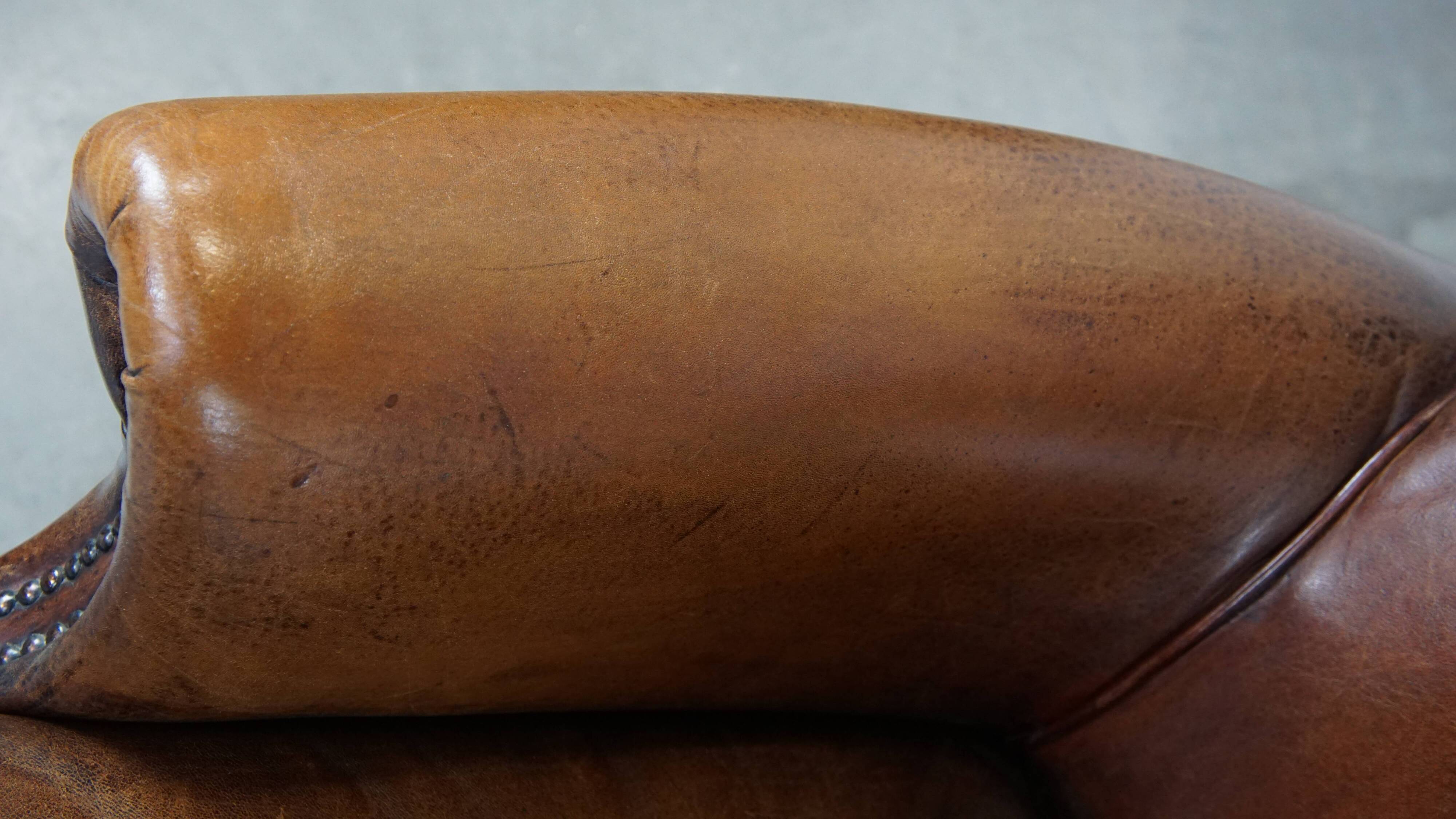 Set of 2 sheepskin leather armchairs