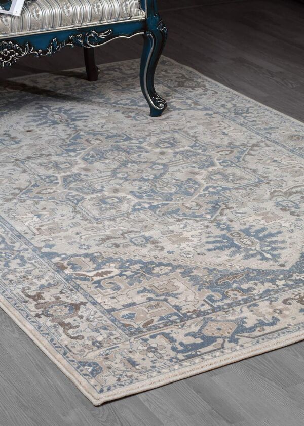 Tapis oriental bleu et beige chama 120x170cm