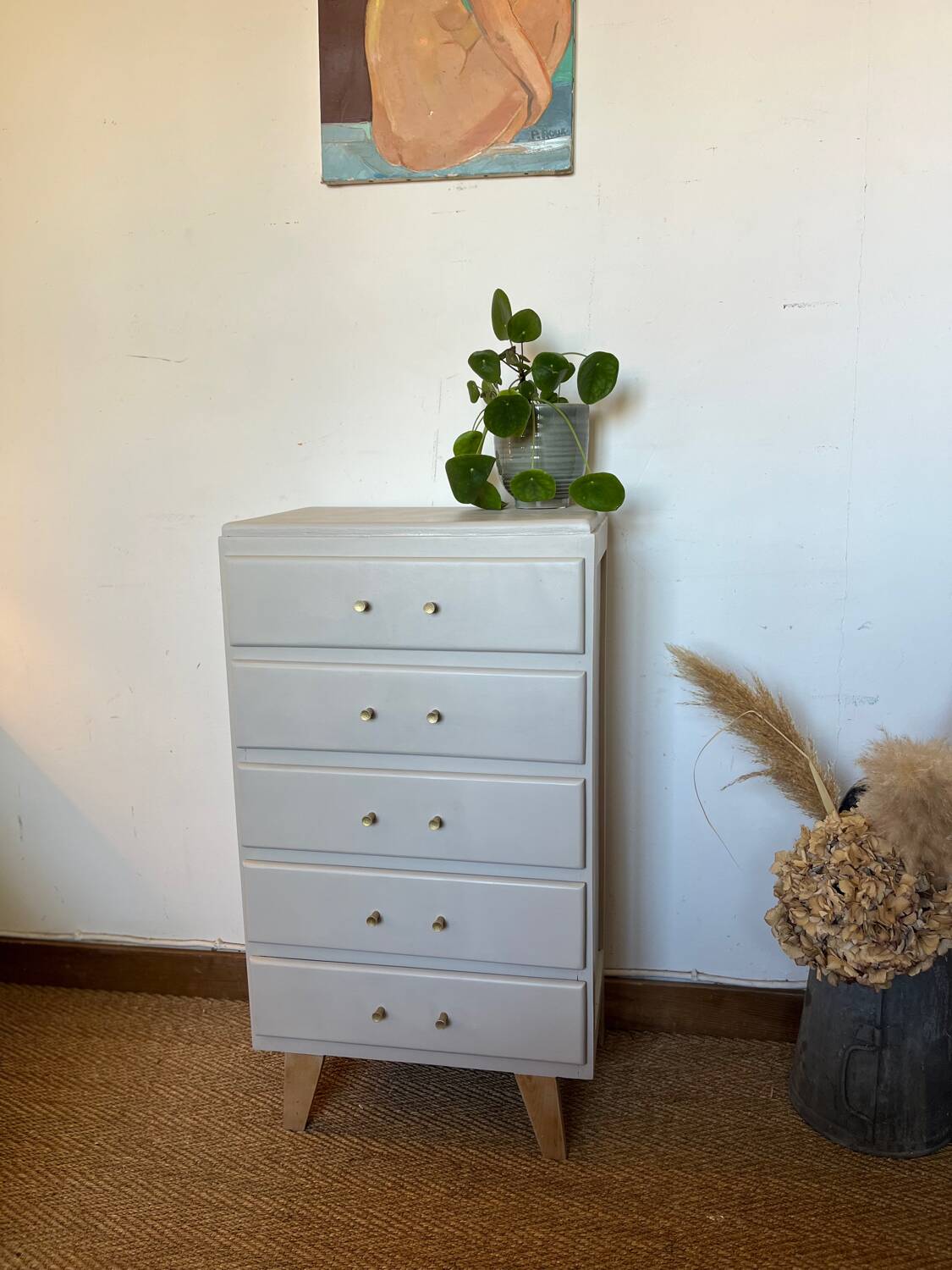 Vintage chiffonier with compass feet