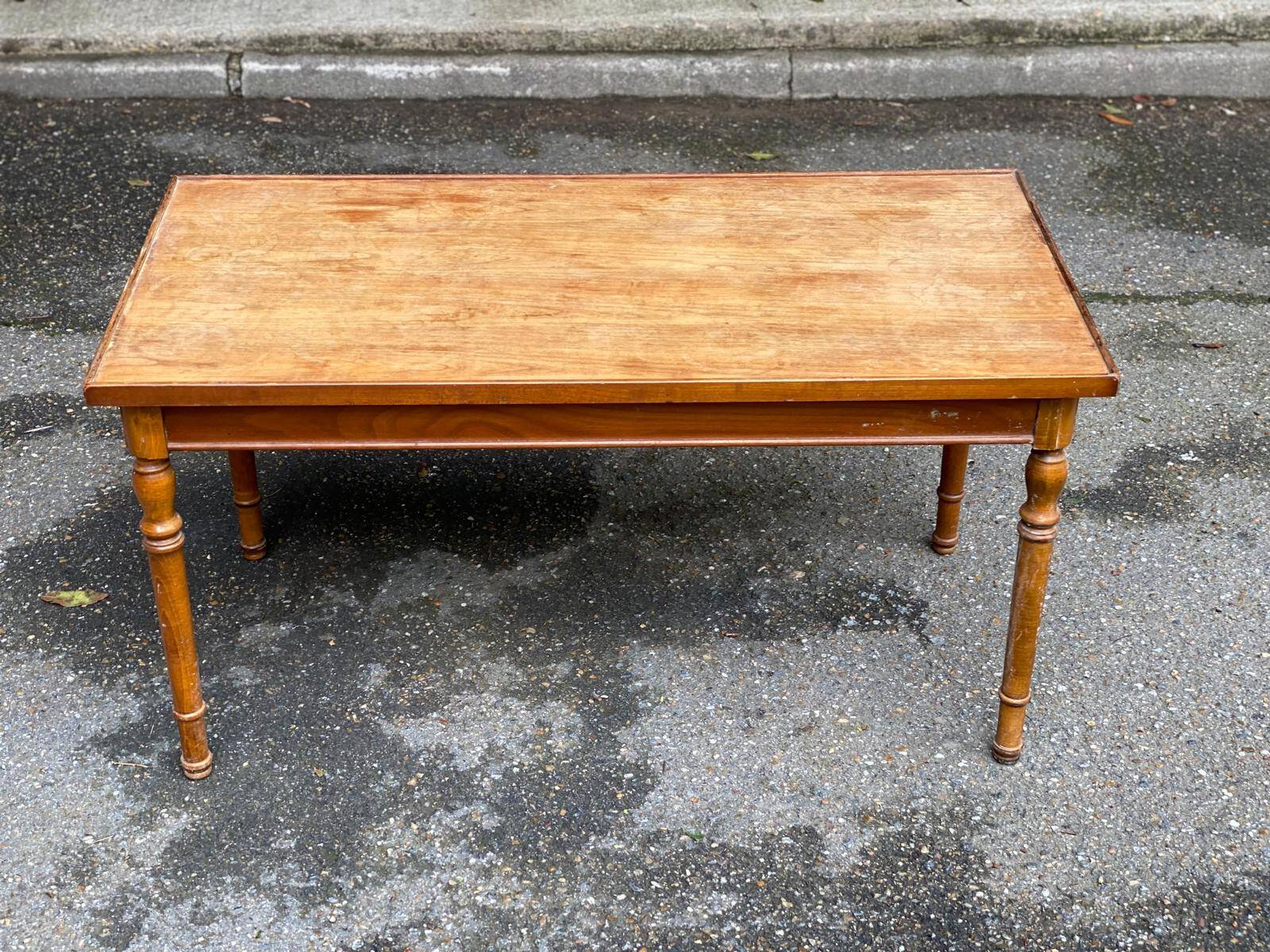 Vintage rectangular solid wood coffee table