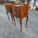 Pair of Louis XV style bedside tables in solid cherry wood.