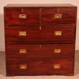 Military or Naval Chest of Drawers in Mahogany - 19th Century