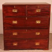 Military or Naval Chest of Drawers in Mahogany - 19th Century