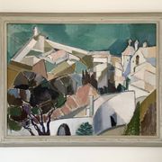 Vintage Modernists Oil On Canvas Landscape Painting by Nini Landgren 1950s