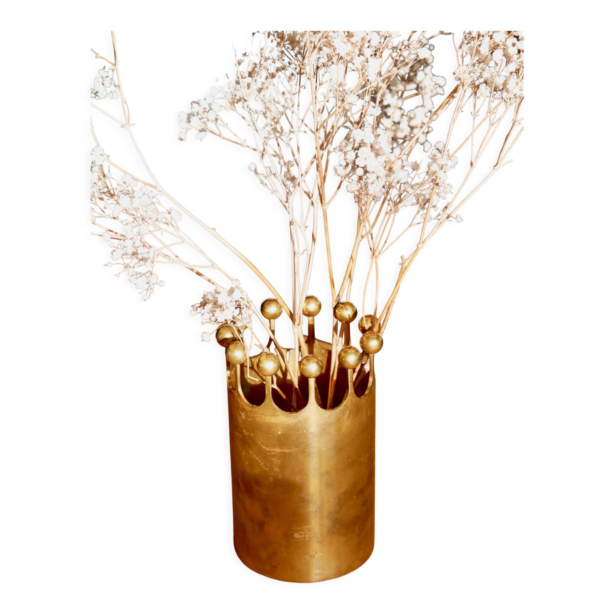 Pierre Forssell crown brass vase for Skultuna circa 1970