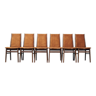 Set of six beech chairs, Danish design, 60s, production Denmark
