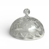 Tableware, engraved glass cheese dome from the 20th century.