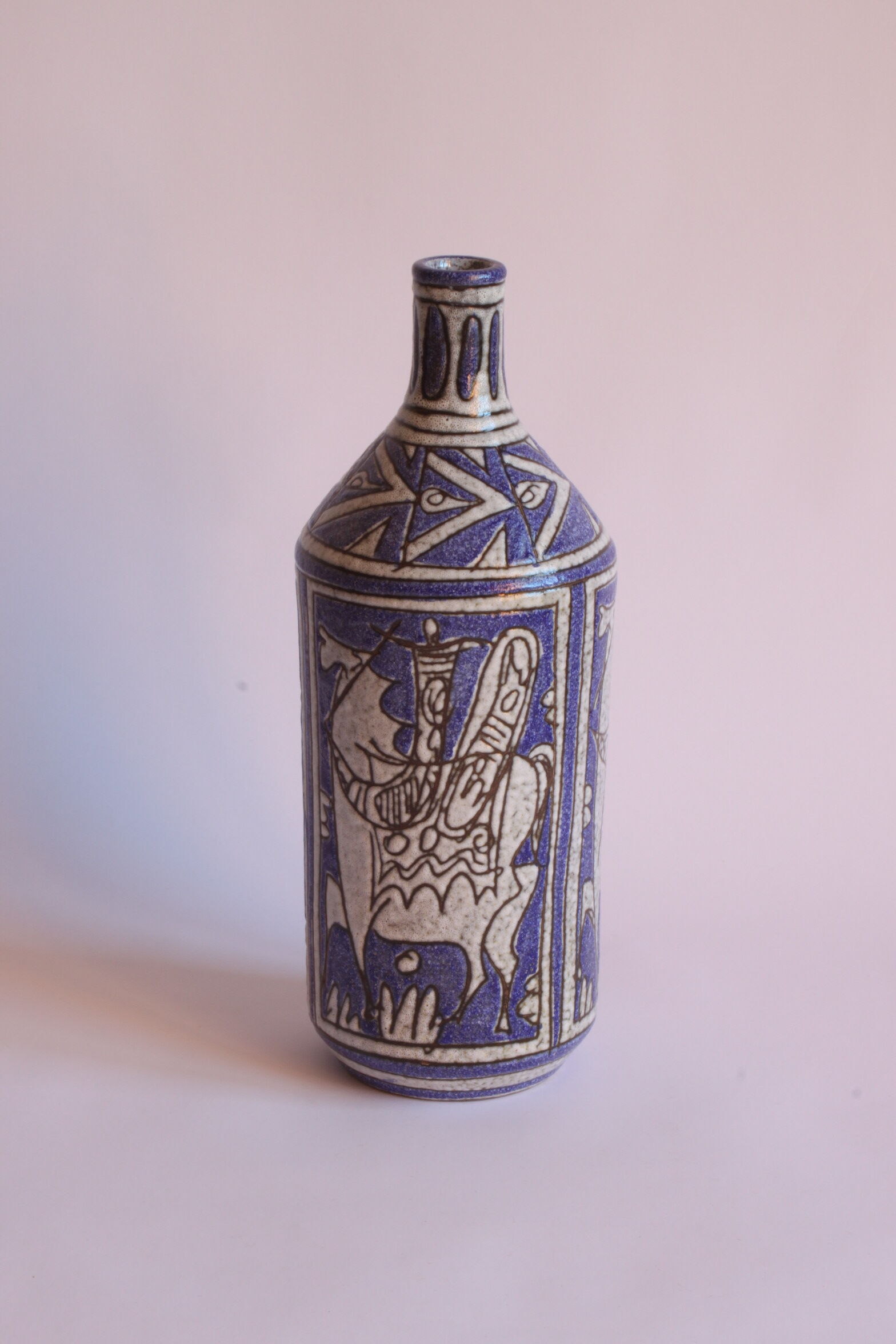 Abstract Sgraffito Bottle by Fratelli Fanciullacci, Italy, 1950s
