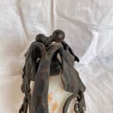 Daum Art Nouveau style lamp in wrought iron, unsigned
