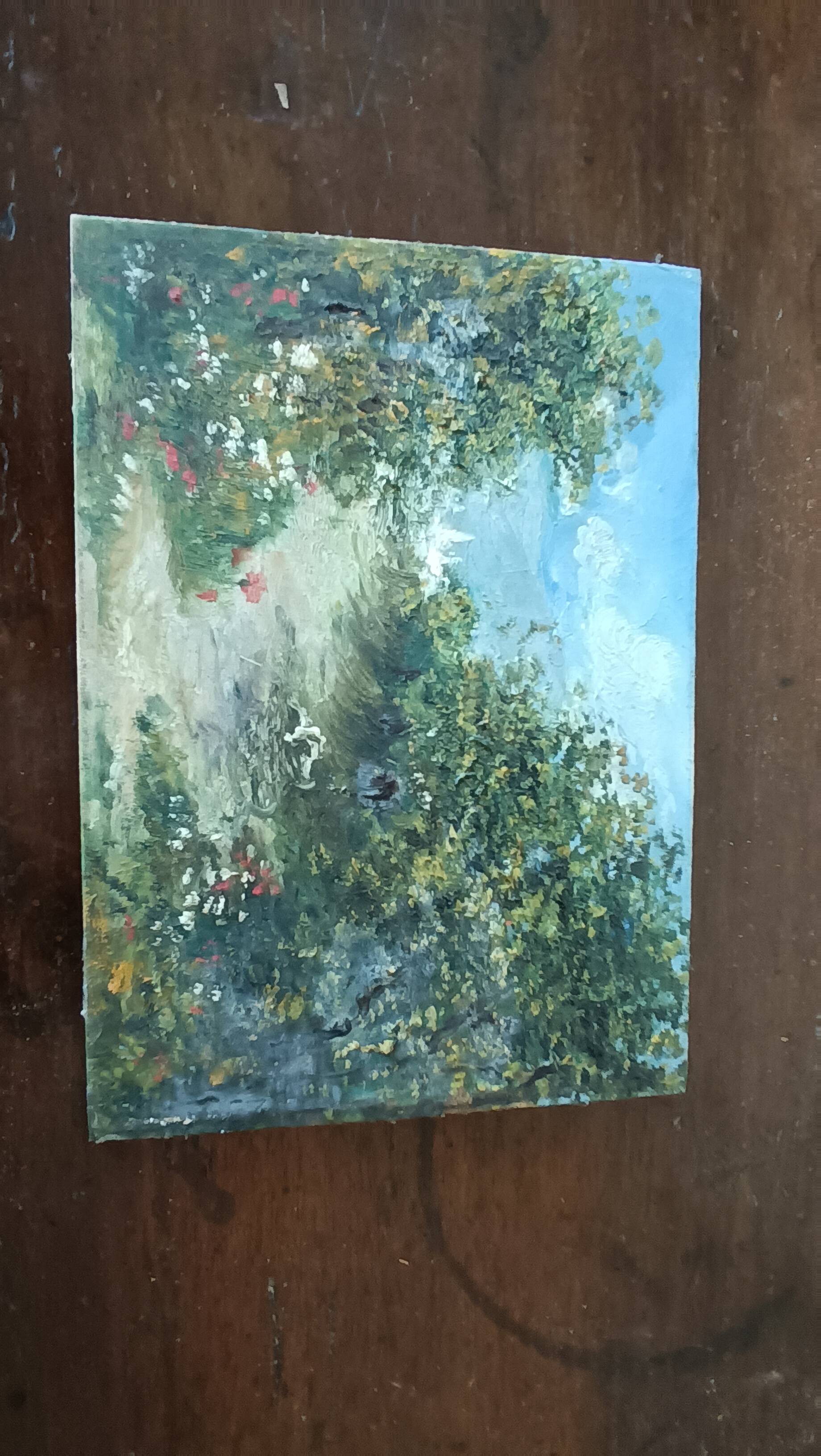 Late 19th century painting on panel of rural landscape
