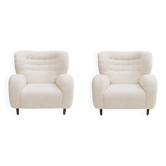 Paire de fauteuils en laine et en bois massif de la fin du 20e siècle, Norvège