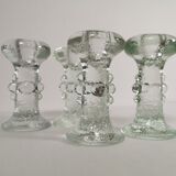 Set of four crystal glass candle holders by Staffan Gellerstedt for Pukeberg Glasbruk