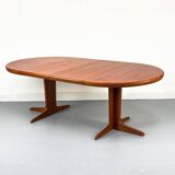 Danish Round Extendable Dining Table in Teak, 1970s