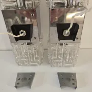 Pair of wall lights in glass and chrome metal