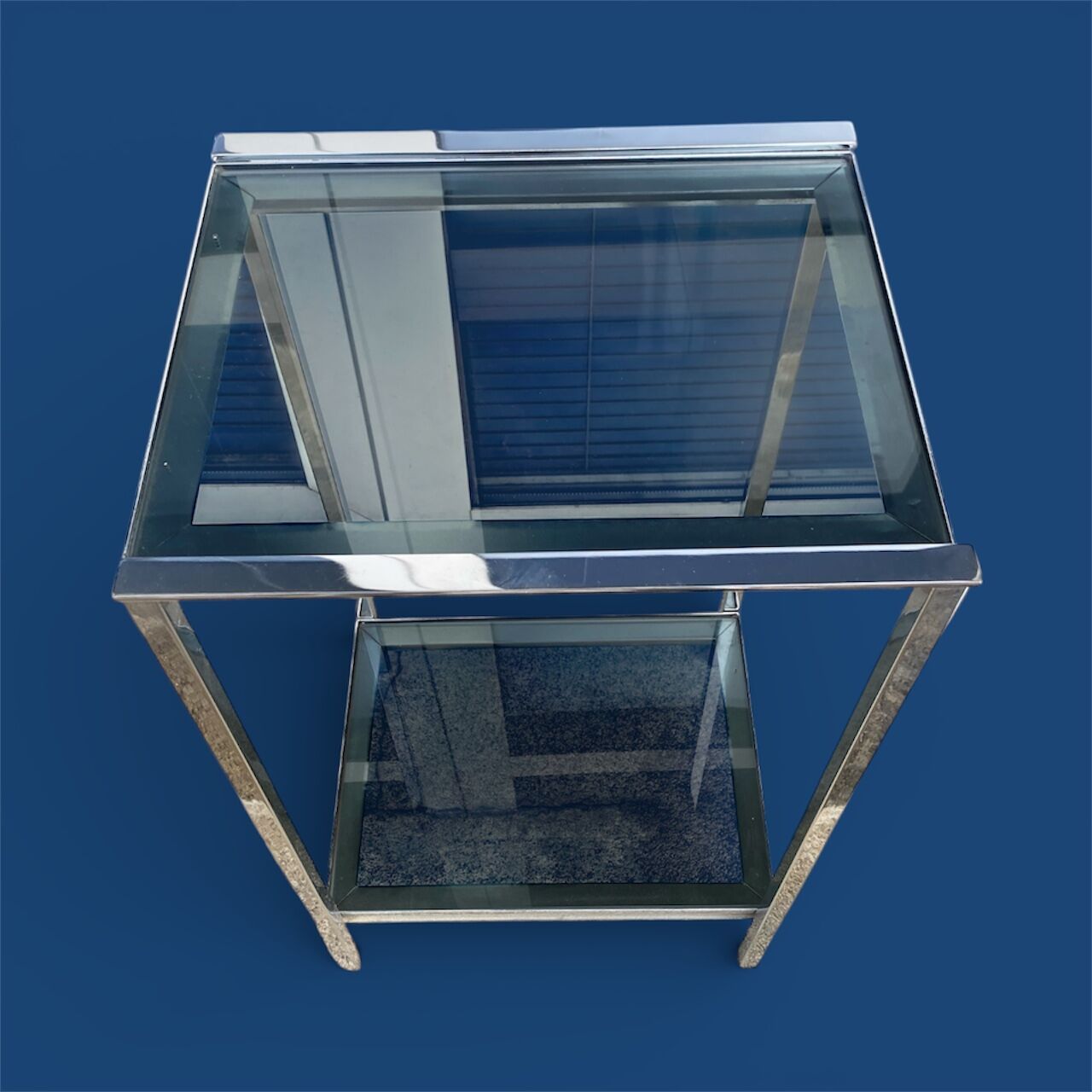 Chrome and smoked glass side table from the 1970s.
