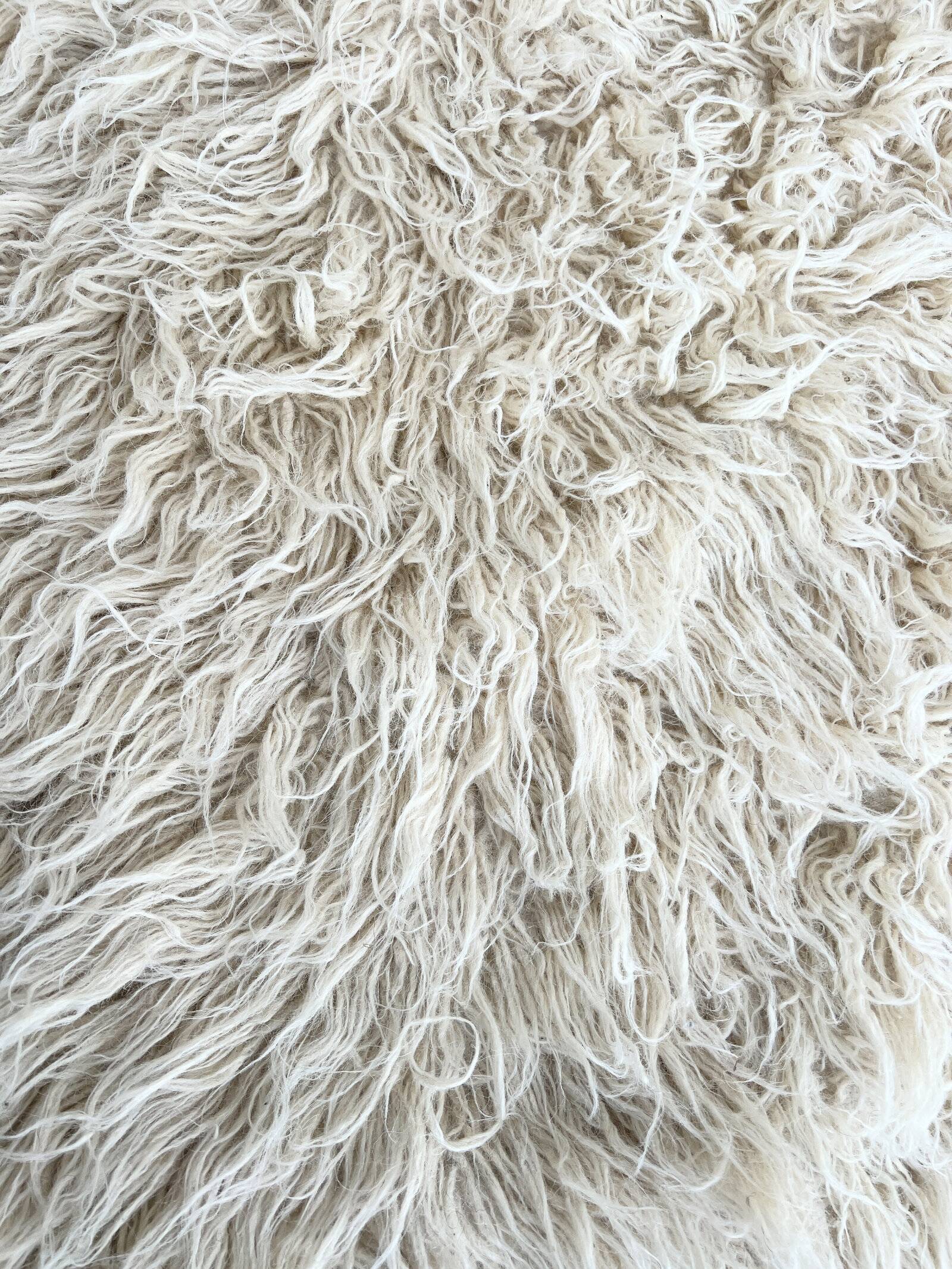 Vintage Flokati rug pure virgin wool 260 × 220 cm 1970s