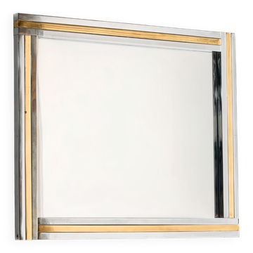 Framed mirror in brass and chrome