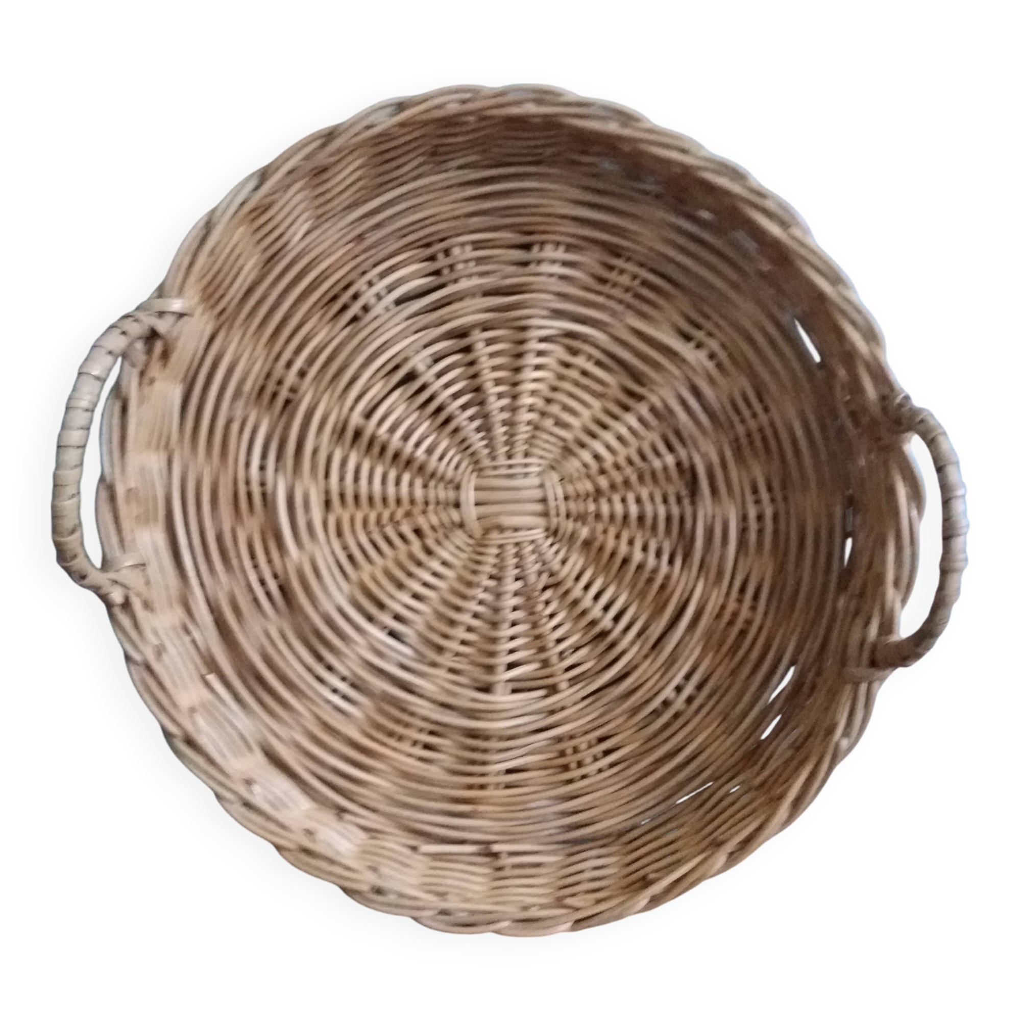 Round wicker tray basket