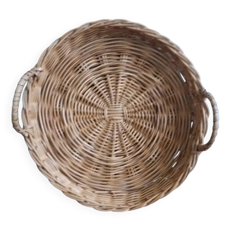 Round wicker tray basket