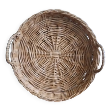 Round wicker tray basket