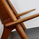 Chaise Lounge CH28 in Teak and Black Leather by Hans Wegner for Carl Hansen