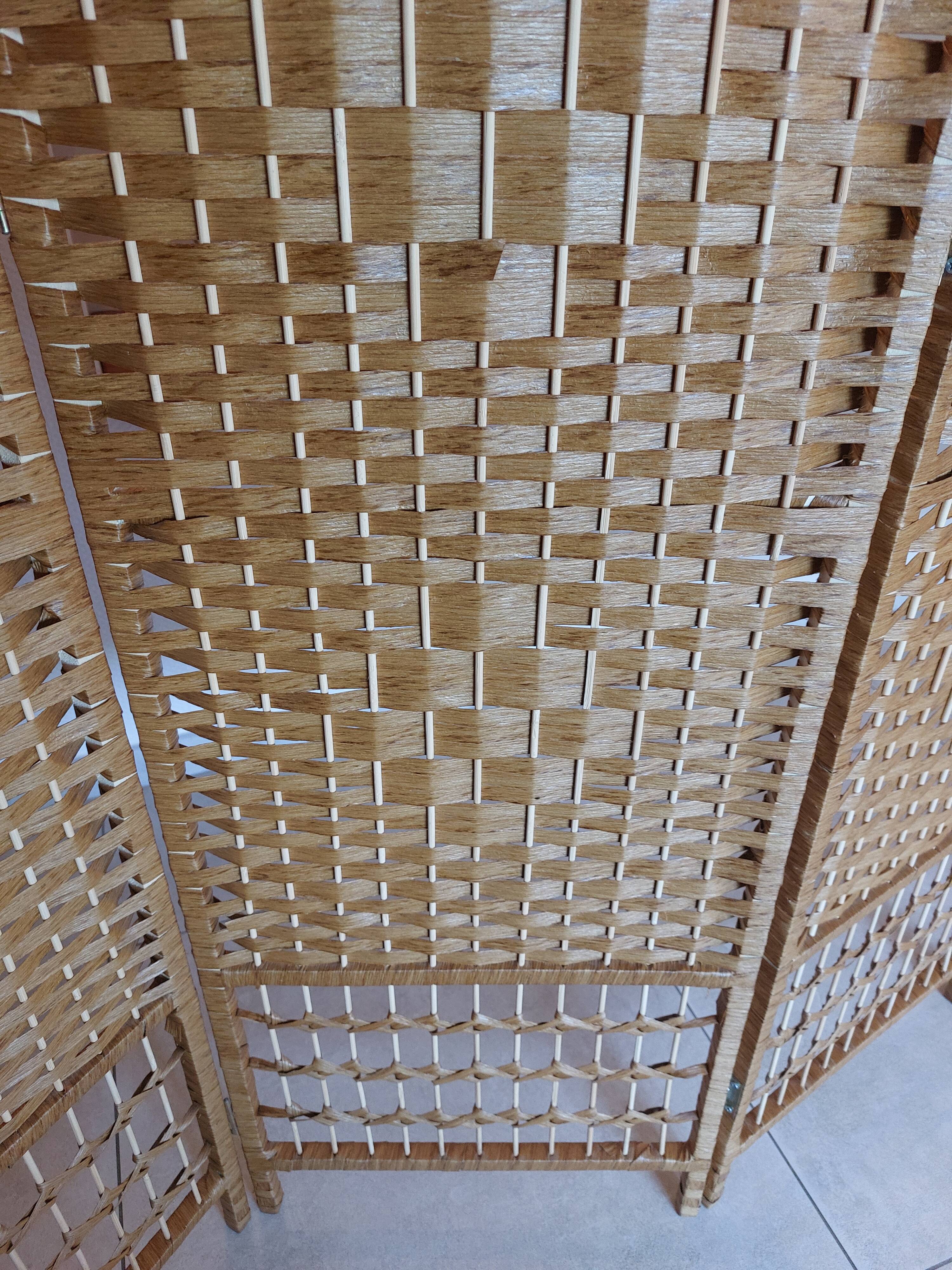 wicker, rattan screen, 5 panels