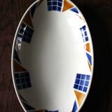 Badonviller Congo orange blue earthenware dish