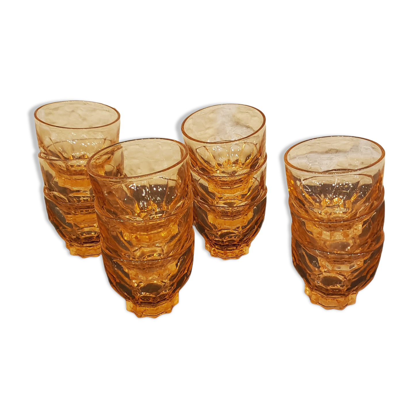 12 retro foot star glasses in pink glass