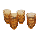 12 verres rétro pied étoile en verre rose