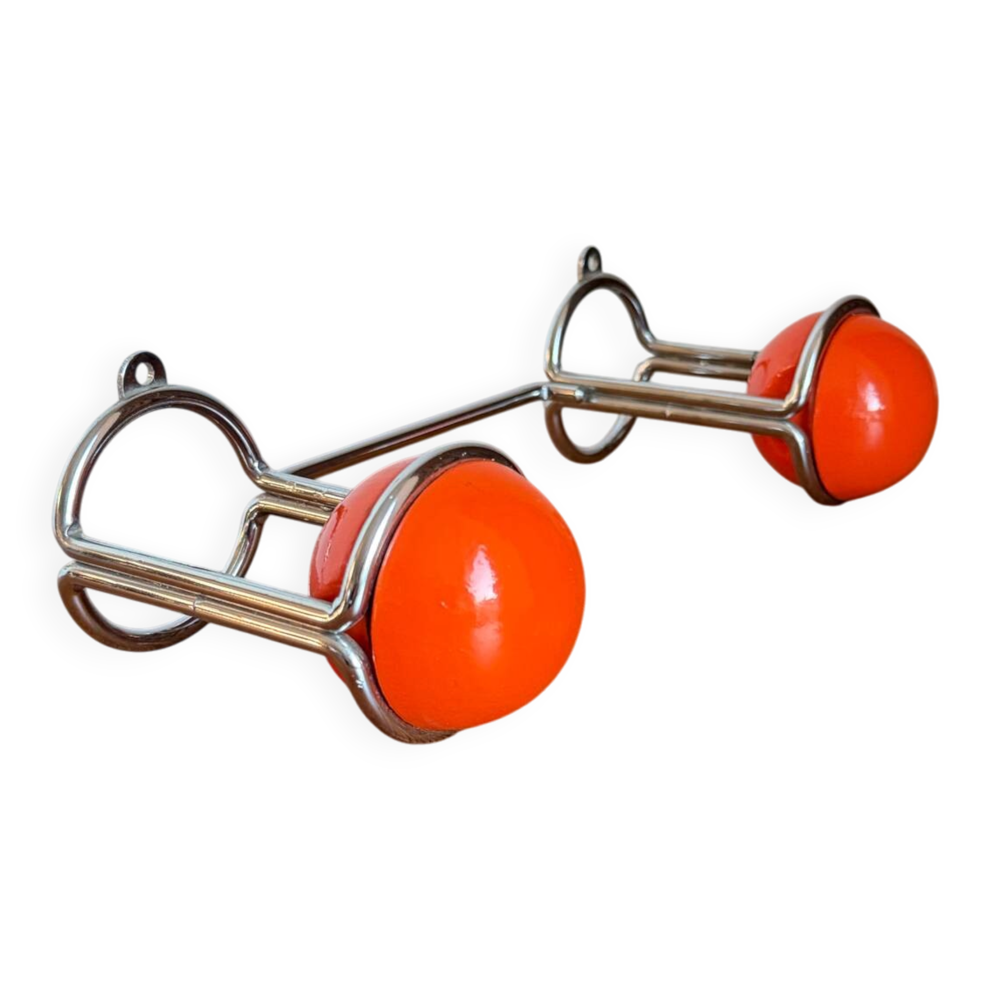 Patère double "Boule" Orange & Chrome  Space Age