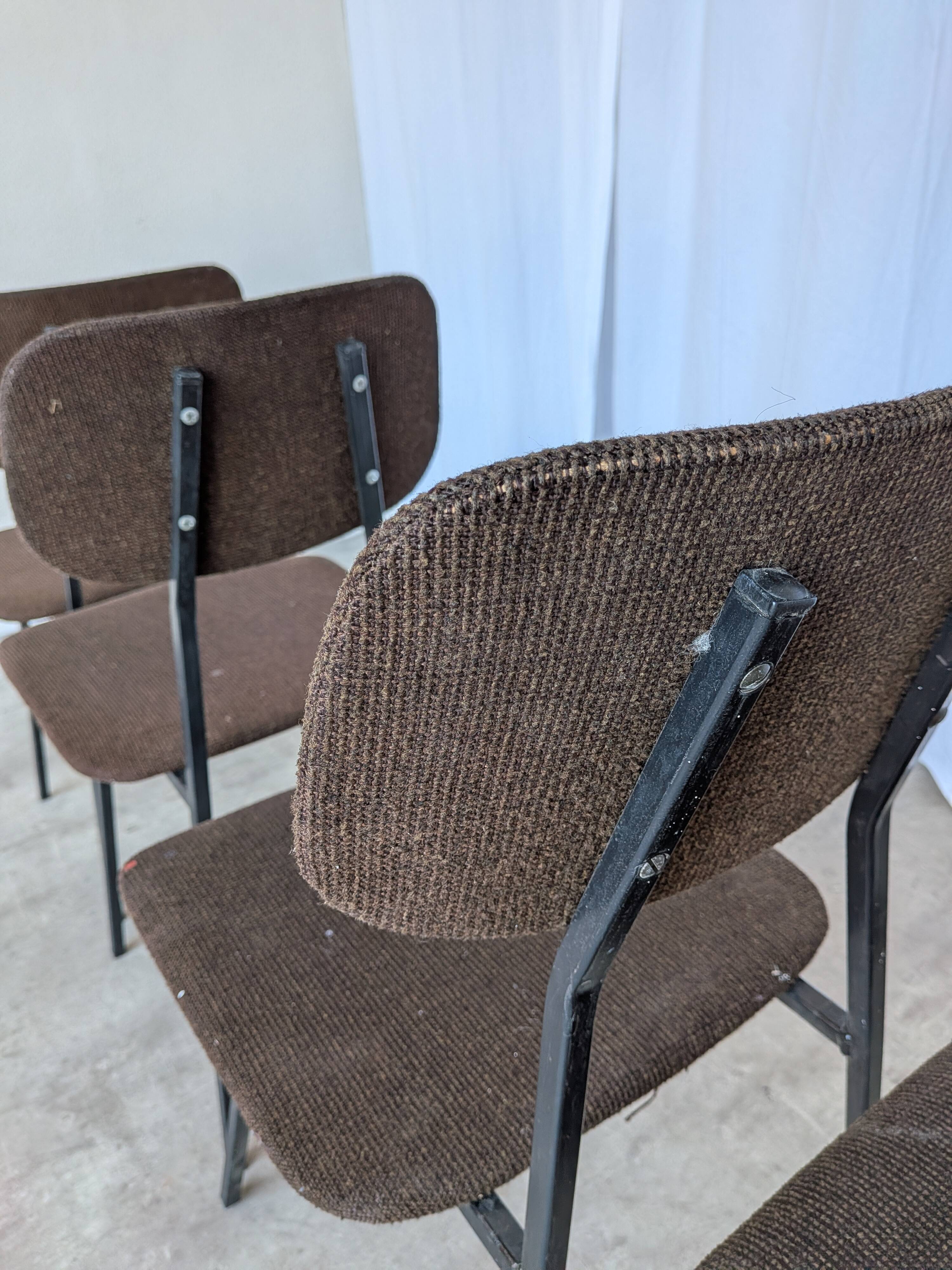 Chaises de salle à manger STOL Kamnik vintage (ensemble de 4) : tissu marron rétro des années 1970