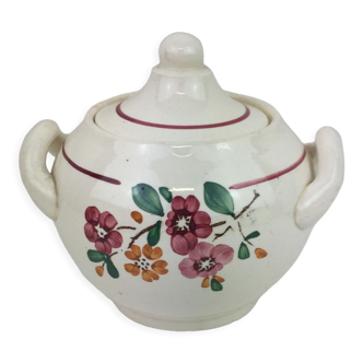 Sugar pot Made in France Sarreguemines Old floral decoration